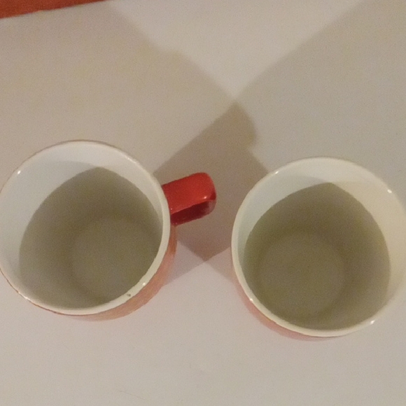 Vibrant Red and Yellow Dining Mugs with Gold Accents - Picture 3 of 4